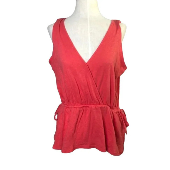 Anthropologie Pure + Good Becka Tank Top Surplice Jersey Drawstring‎ Red Size XS - Picture 3 of 8